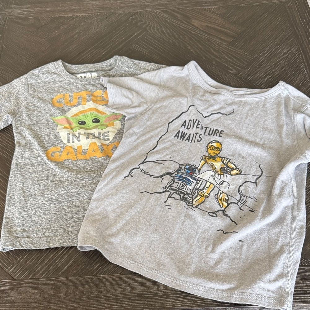 Star Wars Yoda Boys T Shirt Size 5 Gray Disney Graphic Tee Kids Character Shirt